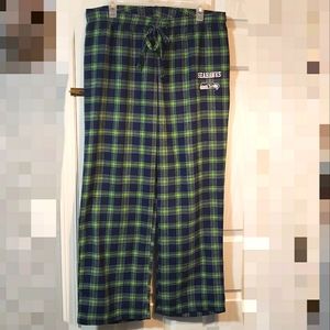 NFL Seattle Seahawks Plaid Pajama Pants - Blue and Green